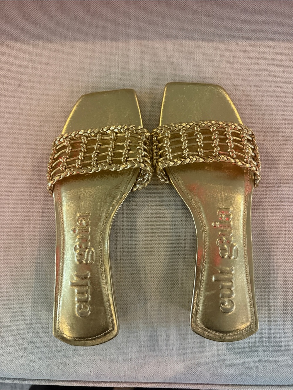 cult gaia Maya Gold Braided Slide Sandals